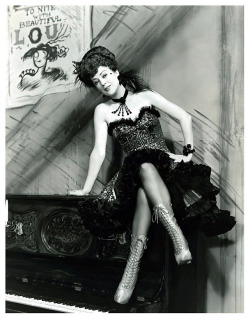 Gypsy Rose Lee   (aka. Louise Hovick) Appearing here in a publicity still from the 1942-edition of Michael Todd’s ‘STAR And GARTER’ show.. Gypsy played: ‘The Lady called Lou’ in “The Shooting Of Dan McGrew” sequence in the musical.. The