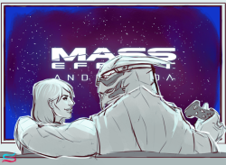 stormcallart: I dont care, these two are somewhere in the universe together and getting ready to play Mass Effect: Andromeda. (warm up doodle)