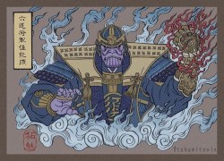 chujo-hime:  escapekit:  Ukiyo-e Endgame  Japanese illustrator Takumi blends pop culture with the ancient Ukiyo-e art form in his latest series of superhero illustrations. To celebrate the recent Avengers: Endgame film release, the talented fantasy fan