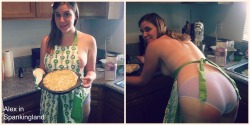 alexinspankingland:  Yesterday, I made this delicious pie and got a good girl spanking for doing so. :D 