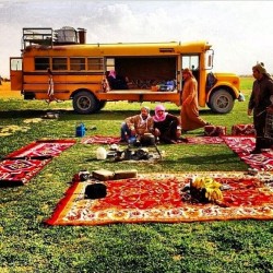 saudiretrocars:  Camping with a school bus! كشتة الباص! #saudiretrocars #repost @fawazalsadhan @jehad_669 #retro #vintage #bus #schoolbus #picnic #camping #saudi #riyadh #jeddah #khobar #dammam #uae #alain #abudhabi #dubai #kuwait #bahrain #qatar
