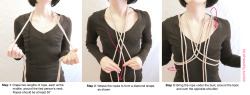 bdsmgeek:  fetishweekly:  Shibari Tutorial: Weave Harness ♥ Always practice cautious kink! Have your sheers ready in case of emergency and watch extremities for circulation issues ♥  All the weaving! Very beautiful, thank you.