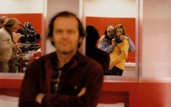 wedontdeserveheads:  Stanley Kubrick taking a mirror selfie with his daughter, while Jack Nicholson thought it was a photo of him. 