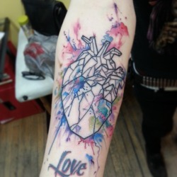 fuckyeahtattoos:  Watercolor Heart by Cameron Pohl of Fish Ladder Tattoo Co.  IG: @justcommit 