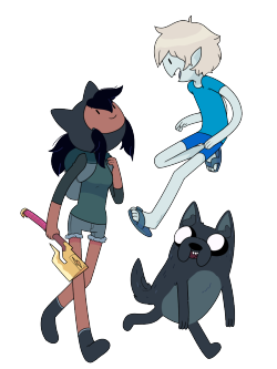discount-supervillain:  check out my ripoff OCs, Marceline the Human, Finn the Vampire Prince, and Jake the Wolf