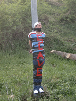 duct tape is so versatile  masterboibinder:  A fraternity prank can go wrong so quickly when a random horny trucker finds the helplessly displayed pledge before the fraternity brothers locate him during the yearly slave scavenger hunt…. 