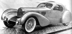carsthatnevermadeitetc:  Bugatti Type 57 AÃ©rolithe concept, 1935. Jean Bugattiâ€™s originalÂ AÃ©rolithe concept was the most advanced car of its time featuring an incredibly light magnesium bodywork (alas also highly inflammable) and a twin-cam superchar