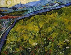 elmayordelosdiez: Enclosed Wheat Field with Rising Sun/ Vinncent van Gogh (1889)