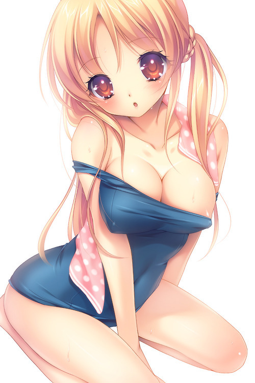 Swimsuit anime girl with blonde hair