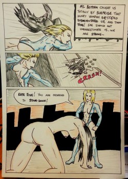 Kate Five vs Symbiote comic Pages 34 - 43  Kate and Ms Blitzen go toe-to-toe