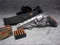 gunrunnerhell:  Raging Bull 41 A rather rare member of the Raging Bull family, this model is chambered in .41 Magnum. The caliber itself has been around for decades but has been overshadowed by the more popular .357 Magnum and the .44 Magnum. The .41