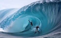 In the belly of the beast (Garrett McNamara and Mark Healey surfing in Tahiti)