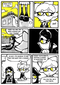 setzeri:   Ever noticed how Callie’s tentacles are almost at ground level even when tied up? Here’s a little comic regarding that.  