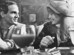 sixtiescircus:  Francois Truffaut and Julie Christie on set of Fahrenheit 451