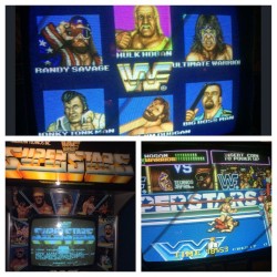 I&rsquo;m a happy girl in Barcade with some WWF old school. #wrestling #wwf #ultimatewarrior #hulkhogan  #randysavage  (at Barcade)