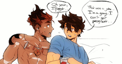 mizucolor:  I wanted to do something cute and simple for the Kiawe x Baqué aftermath mini-comic. &gt;w&lt;My gif-animation skills are super limited, hee hee hee ~ XDMini-comic by struggling-brain &lt;3