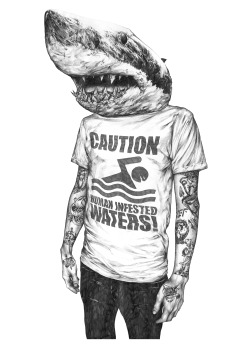 eatsleepdraw:  Shark Boy T Shirt Art, A2 cartridge paper with B Pencil 
