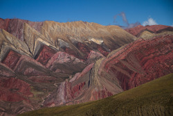 sixpenceee:  Hornocal Mountains, ArgentinaThe Hornocal Mountains in northern Argentina are known for their vibrant colors, part of the limestone formation called Yacoraite that extends from Peru to Salta, through Bolivia and the Quebrada de Humahuaca.