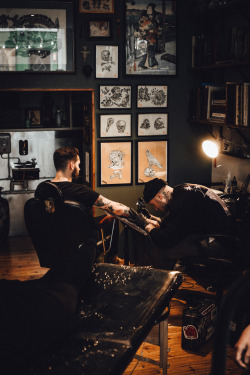 denimxcoffee:  pandcoclothing: www.pand.co Jordan Brookes getting some ink! 