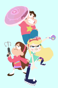 lightningthief:  shooting star, princess star butterfly, and the crystal gem in the star t-shirt 