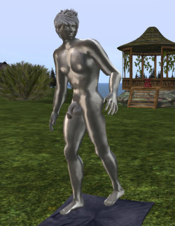 Iâ€™ve recently returned to Second Life after a long absence and Iâ€™ve been passing some time there over the past few evenings, on display as a statue. Above is a shot of me turned into solid metal, and I also spent a while frozen in white marble. Itâ€™s