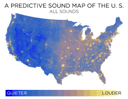skunkbear:How loud is the U. S.*? Researchers from the National Park Service, led by Kurt Fristrup, shared these sound maps at a conference on Monday. Ten years ago, Fristrup set out to measure an important natural resource - the amount of silence in