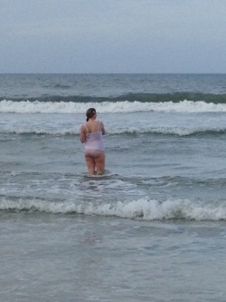 Here&rsquo;s me playing in the ocean in Florida in just my undershirt and panties (and yes, I&rsquo;m pretty bruised on my bottom and thighs) during the first vacation Paul and I took together. 