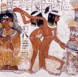 femalenudityinwesternpainting:  “Dancers And Flutists (Part)” (Mural from the tomb of Nebamun, Luxor, Egypt, now in the British Museum) by Anonymus (c. 1420 - 1375 BC), Ancient Egypt 