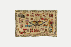 humanvoiceswakeus:Sampler. Wool embroidery on linen foundation. Italy, 19th century. Cooper Hewitt Smithsonian Design Museum.
