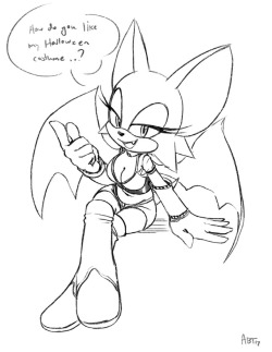 adambrycethomas: Someone asked me to draw Rouge in her ridiculous SA2 alternate outfit.  Welp. My handwriting is awful. 
