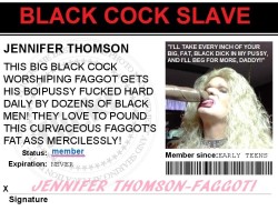 Jennifer Thomson white sissy faggot whore in Baltimore Maryland USA he is here to serve our Superior Black Masters