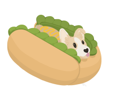 pixelzombe:  I saw a super cute hot dog shaped dog bed on Amazon and was instantly inspired to draw this. 