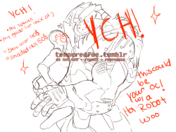 temperedfoe:  Yo! A YCH Commission! What the fuck is that? Why my friend, that means, ‘your character here!’ You commission me to draw your character onto the picture I’ve already sketched! :D Who doesn’t want to be held by a big, beefy robot?Any