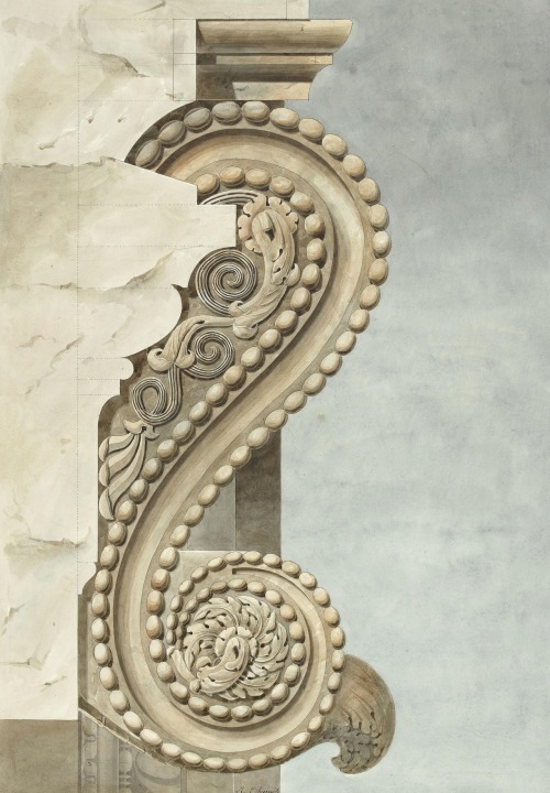 clawmarks:Console de l'arc, partie de Manuscrit et description graphique de l'arc de triomphe de l'Etoile - Jules-Denis Thierry, Jean-Nicolas Huyot - via Paris bibliotheques