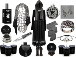 hexeknochen:  The Witching Hour by maggiehemlock featuring scented candlesTop, ๑ / Preen tulle skirt, 蹶 / Trasparenze gray tight / DailyLook lace up booties / Leather pouch / Stainless steel ring / Rope bracelet / Pentagram earrings, ū.06 / Wendy