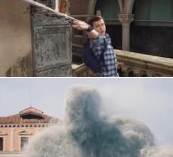 shittymoviedetails:In Spider-Man: Far From Home (2019), Peter tries to shoot a web at a water creature which results in nothing happening, indicating Peter is stupid