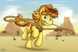 bcpony:It’s Braeburn using his lasso~ =3It felt good to have the mood on drawing him again x3As usual, I’m just bring out the most random idea. ^^;However, inspired from AppleJack that the show shows her with a lasso too ^u^Hooey!~^w^