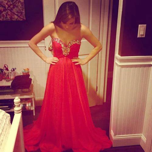Sexy long red prom dress