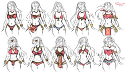 Forgot to share these! I’ve been working on a new collaborative project with @studiocutepet, featuring various lovely ladies at the beach. Here’s my concept sketches and bikini designs for the first one. (The rest is up to him!)You can see Ecchi-Star’s fi