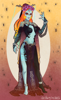 driftingbystars:  At last! Here is True Form Midna! She was a lot of fun to work with! I did lots of researching on Twili symbols and fun colors to play with! I did a lot of mixing and matching and integration of the fused shadows. And I’m also in time