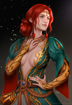 ynorka:    My other Witcher series fan art.   Triss Merigold’s    alternative look.  Get this print! 