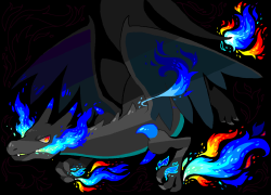 koolaid-girl:  In bed sick so I drew Mega Charizard thingy. I think I need to work on it some more because it seems off in that top corner… ms paint 
