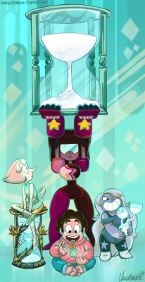 lambitymoon:  I AM DONE WITH THIS HOLY MACKEREL! @m@ It’s everyone with their unique hourglasses from “Steven and the Stevens”! If the temple wasn’t destroyed, I’d like to think they all walked away with the ones they liked. Especially Garnet