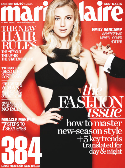  Emily VanCamp on the April 2013 cover of marie claire Magazine Australia (x) 