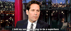 paulruddaily:“Nice to have support from your family, your loved ones”Paul Rudd talks Ant-Man on the David Letterman Show
