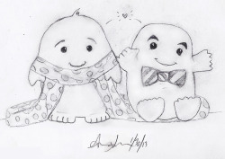 bleerios:  “I’m waving at fat.” Sometimes I (pencil) sketch Kurt and Blaine as Adipose. 