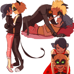 taylordraws:   i feel bad for not posting any ladybug in a couple weeks so here’s some marichats i doodled last month 