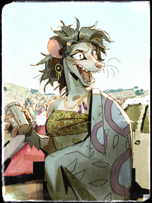 snippit-crickit:conceptart of young ronnie (crystal opossum auntie) at a woodstock!! she mustve been fun