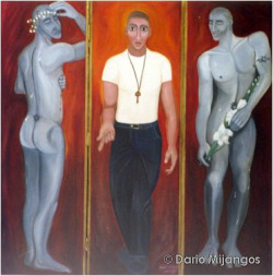 dariomijangos:  La llave… y caí. 1996. óleo ( madera 170 x 185 cm. Colección. Gerhard Right, Alemania. 
