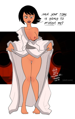pinupsushi: Actual quote and scene in the previous episode of Samurai Jack… but without the nudity. It’s how I wanted the scene to play out. ^_^  as much as I love this scene. didnt make much sense. I mean when she first scrubbed off that blacken